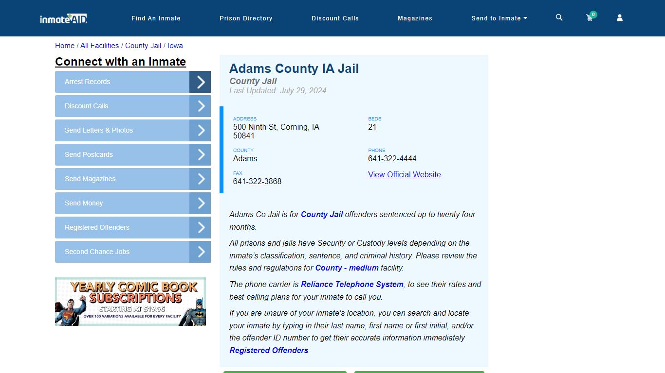 Adams County IA Jail - Inmate Locator