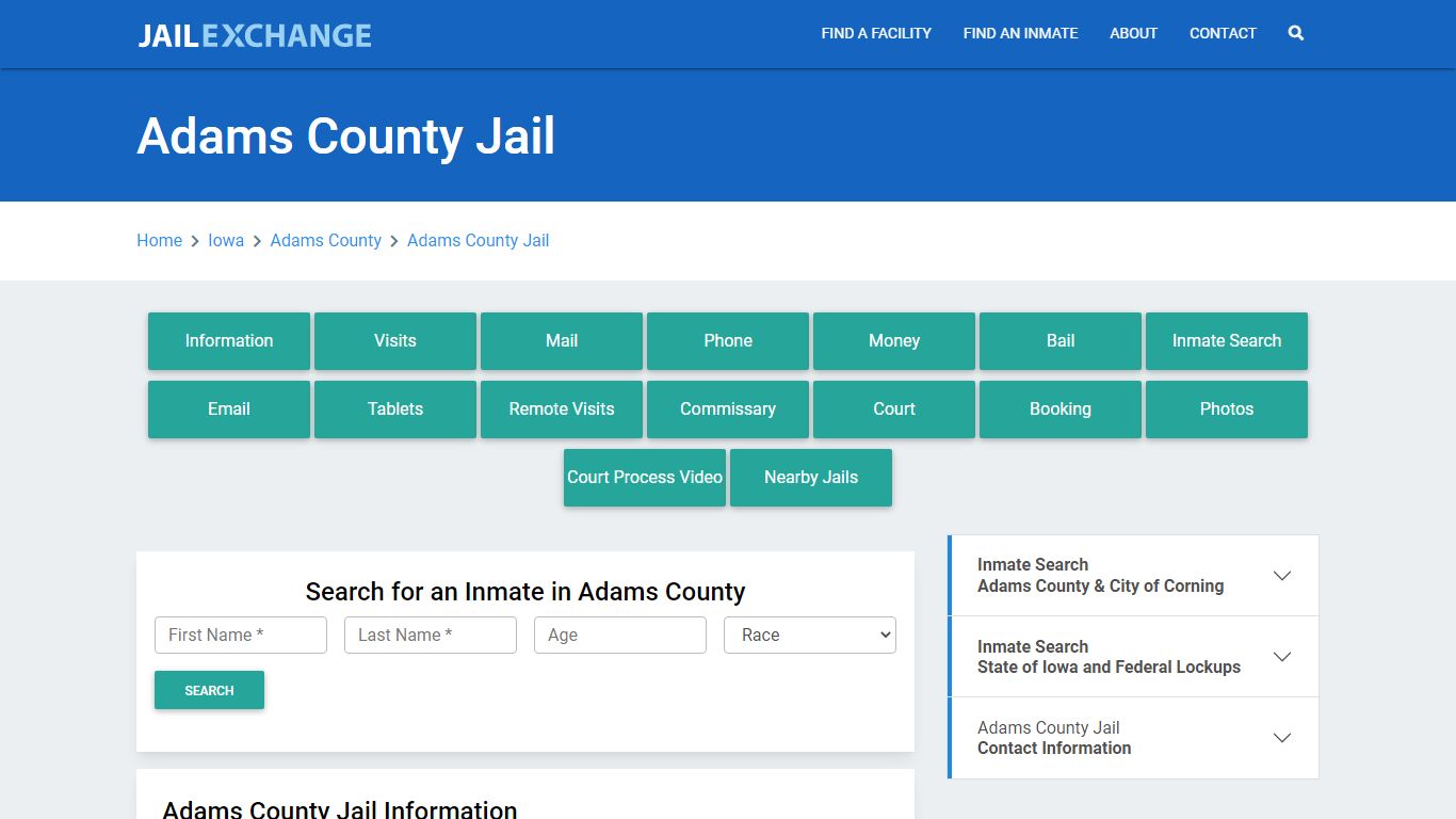 Adams County Jail Roster Lookup, IA, Inmate Search